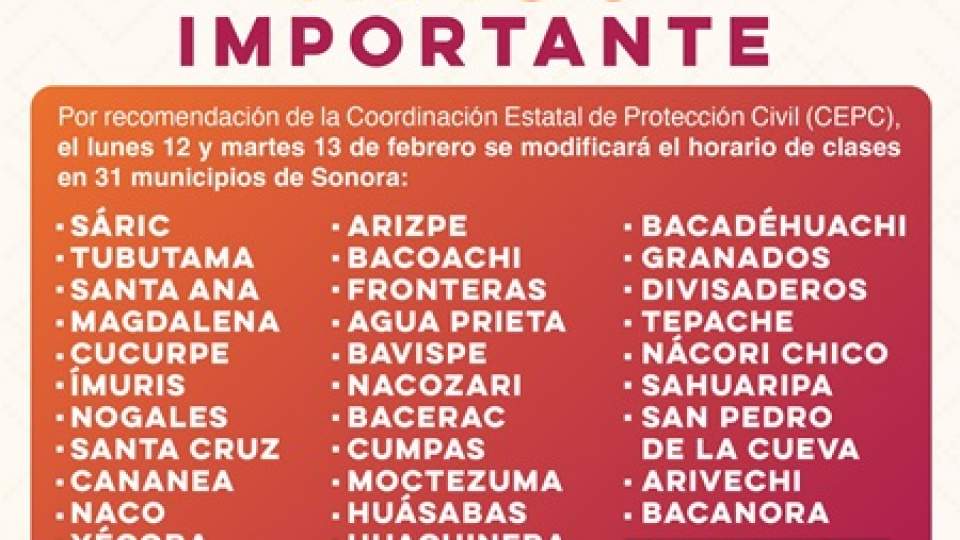 Modifica SEC horario de clases en 31 municipios de la entidad por bajas temperaturas