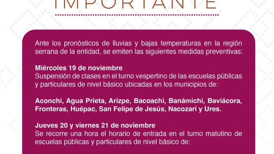 Se emiten recomendaciones ante pronósticos de lluvias y bajas temperaturas: SEC